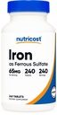 Nutricost Iron (As Ferrous Sulfate) 65mg, 240 tablettia - ei-GMO, Gluteeniton