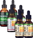 NUSAVA Strawberry Flavored D3 K2 Drops, Vanilla Flavored D3 K2 Drops, & klorofylli neste drops Bundle - Potent Liquid Vitamiines for Heart, Joint, Energy, & Immuuni tuki - ei-GMO, Gluteeniton, 2pk