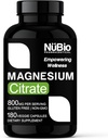 USA Made Vegan Magnesium Citrate 400 mg kapselit (Citrato de Magnesio) Ei-GMO & Gluteeniton, Magnesium Supplement for Sleep Aid, Brain, Heart Health, Bone Strength, Metabolia ja stressi NüBio