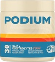 Podium Nutrition Training Salt + Electrolytes Powder, Peaches & Cream, Post Treout Hydration & Muscle Recovery Support, Electrolyte Drink, Magnesium, kalium, kalsium ja natriumsuolat, 30 tarjoilua