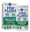Vital Planet - Vital Flora Men Over 55 Daily Probiootti, 60 miljardia PMY, Diverse Strains, Organic Prebiootit, Immunosupport, Digestive Health Hylly Stable Probiootit miehille, 30 kapselia