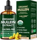 Mullein Drops for Lungs, Mullein Leaf & Licorice Extract Support Lung Cleanse & Healthy Breathing, Organic Mullein Leaf Tincture Herbal Supplement, No Additives Millein Extract Drops 2 fl Oz 60Ml