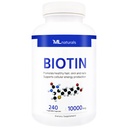 ML Naturals Biotin 10000 mikrog 240 kasvikapselia. Tukee terveet hiukset, iho, kynnet, ja energiantuotanto, NSF-sertifioitu & cGMP- compliant