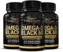 FREZZOR Omega 3 Black for Joint Care & Comfort - Uusi-Seelanti Green Lipped Mussel Oil Kapselit; 53x Korkeampi Potenssi UAF1000+ Super antioksidantti, Ei Fishy Aftertaste, 60 Luku (Pakkaus 3)