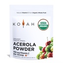 KOYAH - Organic Acerola Powder: Freeze-Dried, 100% Pure, 500 mg Natural C-vitamiini per Scoop, Koko ruoka, ei-GMO, Vegaani, 60 Tarjoilut, Valmistettu Acerola Kirsikat Kasvatettu Brasiliassa