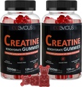 Kreatiini Monohydraatti Gummies 240 miehille ja naisille- 5g, sokeriton ennen työtä Gummy W/L-Tauriini, Betaine Vedetön, Alfa GPC, B12-vitamiini, purukumit lihasvoimaa ja energiaa boost (2 pakkaus)