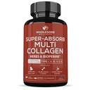 Terveellinen hyvinvointi Super-Absorb Multi Collagen Pillerit (tyyppi II III V X) Organic Yrtit & Bioperine - Hiukset, iho, kynnet - Hydrolysoitu Peptides proteiini täydentää naisille ja miehille (90 kapselia)