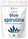 Organic Blue Spirulina Powder (Phycocyanin uute), 60 tarjoilua - Ei Fishy Smell, 100% Vegaaniproteiinia sini-vihreä Algae, Natural Luminous Food Väritys Smoothies, Paistaminen, Drinks & Cooking