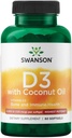 Swanson High Potency-vitamiini D-3 w/Coconut - Natural Supplement Promoting Bone Health & Immune System Tuki - Voi auttaa lisäämään kalsiumin imeytymistä - (60 Softgels, 125 mcg Each)