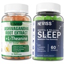 NEVISS Melatoniinin vapaa uni Gummie + Ashwagandha Gummie 2000mg