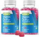 D3-vitamiini Gummies for Aikuinen & Teini - 3000 IU, 75 mcg, Extra Strength - Joint & Muscle Health, Immuuni Boost - Pureskeltava D-vitamiini Gummies - Kasvisruokaa, Liivate - Maukas Marja maku