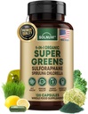 Organic Super Greens Superfood Capsules Superfood Capsules Supplement - Spirulina, Klorella, Wheatgrass, Kale Powder, Sulforaphane, Antioksidantit - Gut Health, Digestion, Energy, Immuniteetti Tuki - 120 Vegan Kapselit