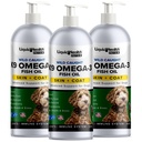 Liquid Health Lemmikit K9 Omega 3 Fish Oil for Dogs - Liquid Omega 3 täydennysosa lemmikkieläimet EPA + DPA + DHA - Vähentää kutina & sheedding, Tuki nivelet, Immuniteetti, aivot, Heart Health - USA Made (3 Pack)