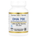 Kalifornia Gold Nutrition DHA 700 Fish Oil Pharmaceutical Grade Fish Oil with DHA - Support for Brain & Cardiovascular Health - Gluteeniton, ei-GMO - 1000 mg - 30 Kala Liivate Softgels