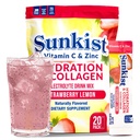 Frozen Bean Sunkist Collagen Drink Mix - Hydraation Strawberry Sitruuna Electrolyte Drink naisille C-vitamiini, sinkki, kollageeni Peptides, luonnollisesti maustettu - 20 pakkaus