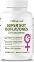 Soija Isoflavones 2.5:1 uute 500 mg (1250 mg Ekvivalentti), Tukee naisten hyvinvointia, 120 vegaanisia kapseleita, 4-kuukautta, ei-muuntogeenisiä organismeja, Gluteeniton