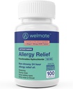 WELMATE - Allergia Relief - Fexofenadiini HCl 180 mg - 24 tuntia ei- vaimeaa antihistamiinia - Aivastelu - Runny Nenä - kutiava silmät, nenä ja kurkku - Allergia Relief Tabletit - 100