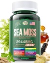 Sea Moss 12000mg Musta siemenöljy 6000mg Ashwagandha 3000mg Turmeric 1000mg Rakkomurska 2000mg Burdock 3000mg & C-vitamiini & D3 kanssa Elderberry Manuka Voikukka Jodi klorofylli ACV