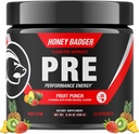 Hunaja Mäyrä Pre Treenout Powder, Keto Vegan Preworkout miehille & naisille, Beta Alanine & Coffeine, sokeriton luonnon energia täydentää, hedelmän lyönti (High-Stim)