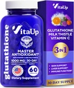 Alennettu glutationi Supplement 1000 mg - USA Made Glutatione Kapselit C-vitamiinia ja maitoa Thistle maksan hoitoon, ihon tuki ja immuunihyvinvointi - 60