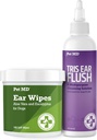 Lemmikki MD koiran korvan puhdistuspyyhkeet aloe ja Eucalyptus + Veterinary Tris Flush Cat & Dog korvan puhdistusaine