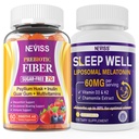 NEVISS Prebioottikuitu 7G Gummies aikuisille + melatoniini 60 mg aikuisille Bundle