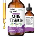 Wild & Organic Milk Thistle Liquid Drops - Liver Cleanse Detox - Silymarin Milk Thistle Supplement for Liver Support - Lisää teehen - Silybum Marianum Seed Extract Tincture - Sokerin ja alkoholin vapaa - 4 oz