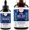 WINDSOR BOTANICALS Nestemäinen rauta ja PMS Relief kapselit Naisten Bundle