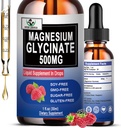 Magnesium Glycinate 500 mg, nestemäinen magnesium Glycinate Drops 6X Luun, unen, jalkakrampsien ja immuunisupportin, vegaanin, non-GMO:n, gluteeniton 30 tarjoilua