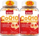 NEVISS Sugar Free CoQ10 täytetyt Gummies kanssa B12 1000 mcg, Rhodiola Rosea ja Panax Ginseng uute, B6-vitamiini, Coenzyme Q10 täydennysosa, 2 pakkaus