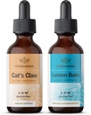 Herbama Liquid Drops Kit - Bundle of Cat's Claw Extract 2 fl oz ja Lemon Balm Tincture 2 fl oz - Vegan Herbal Supplement Liquid Extract - Non GMO, sokeria & alkoholiton - 2 Pack