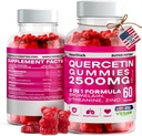 Quercetin Gummies - 2500MG, jossa on bromelain, L-Theanine & Sinkki-Vegan Immuunitukilisä lapsille ja aikuisille - Allergia- ja keuhkosairaus