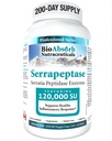 Bio Absorb Serrapeptaasi Enzyme, korkea teho 120000 yksikköä (SPU), 200 päivän toimitus, viivästynyt vapautuminen Kasvissyöjäkapselit (DRcaps) maksimaalisen imeytymisen varmistamiseksi