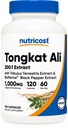 Nutricost Tongkat Ali 1000 mg 120 kapselia - Tribulus Terrestris ja BioPerine, Kasvisruoka Caps, Ei-GMO, Gluteeniton, Potent Extract