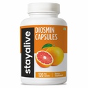 STAY ALIVE Pure Diosmin Complex 1000 mg Formula, 120 kapselia, Citrus Bioflavonoids Rich Fruit Extract, 2 kuukauden tarjonta, 100% kasvissyöjä, ei-GMO & Gluteeniton Diosmin täydennysosa