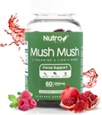 Lions Mane lisäravinteet - Sieni Gummies - Mush Mush Genius Sienet Magic Mind - edistää keskittyä L-Theanine & Lions Mane - Vadelma & Pomegranaatti maku perk energia - 60 Gummies