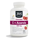 365 by Whole Foods Market, Chewable C + Acerola C 500mg, Natural Cherry Flavor, Vegan, 90 tablettia