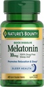 Nature's Bounty Melatoniini, 100% Drug Free Sleep Aid, Ruokalisä, Edistää rentoutumista ja uni terveys, 10mg, 45 Nopea liuottaa tabletit