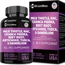 Milk Thistle 3000mg NAC Chanca Piedra 2000mg Artisokka 2000mg juuri 2000mg Voikukkajuuri 1000 mg, maksa Cleanse Detox & Repair Supplement Tudaca Koliini ja inkivääri miesten ja naisten, 60 kapselia