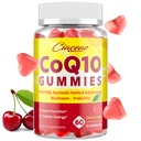 CoQ10 Gummies with PQQ - 400 MG Coenzyme Q10 High Potency, Enhanced with Ayurvedic Yrtit, Adaptogenic Mushroom Blend & Probiotics for Heart, Brain, Energy, Immuniteetti, Cherry Flavor, 60 Vegan Gummies