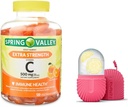 Spring Valley Extra Strength C-vitamiinin ravintolisä Kasvissyöjä Gummies, Orange, 500 mg, 120 Ct ja Lahjajää rulla kasvoihin