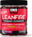 Force Factor LeanFire Thermo Gummies with B12 vitamiineja, kofeiini, & Green Coffee Bean, Boost Energy, Metabolia, Endurance, Stamina, Motivaatio, Focus, & Performance, Pre workout Gummies, 120 Gummies