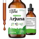 Wild & Organic Arjuna Bark Tincture - Kaiken kaikkiaan hyvinvoinnista johtuva lisäosa - Alkoholittomat nesteet - Terminalia Arjuna Bark Extract - Ei sokeria ja lisäaineita, ei muuntogeenisiä organismeja - 4 fl oz