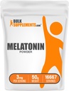BulkSupplements.com Melatoniinijauhe - Pure melatoniini, unilääke aikuisille - Vegan & Gluteeniton, 3 mg per tarjoilu, 50g (1,8 oz) (pakkaus 1)