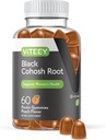 Viteey Black Cohosh Root Gummies - Vaihdevuodet Relief for Hot Flashs and Night Sweats - Vegan, Gluteeniton, ei-GMO - 60