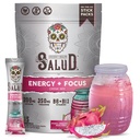 Salud 2-in-1 Energy Drink Powder + Focus, Dragon Fruit, Organic Cofeine, B6 + B12, Theanine, Clean Energy Drink Packets, Pitaya Agua Fresca Mix, ei-GMO, Gluteeniton, Vegan, 1g sokeria, (15 tarjoilua)