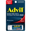 Advil päällystettyjä tabletteja Kipu Reliever ja kuumeen reduktori, Ibuprofeeni 200 mg, 4 x 10 injektiopulloa, nopea kipulääke, taskupakkaus