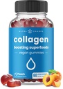 NutraChamps Collagen Boosting Gummies, Collagen Booster Gummy for Natural Collagen Production, Vegan Pektiini Lisäravinteet Chews for Women & Men, 60 persikka vitamiinit Gummies