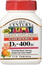 21st Century Chewable D3-vitamiini, oranssi, 10 mikrog (400 IU), 110 tablettia