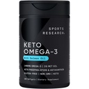 Sports Research® Keto Omega Fish Oil 1400mg - Full Spectrum Omega-3 Blend with Astaksantiini & Coconut MCT Oil - Keto Certified, Soy & Gluten-free (120 Softgels)